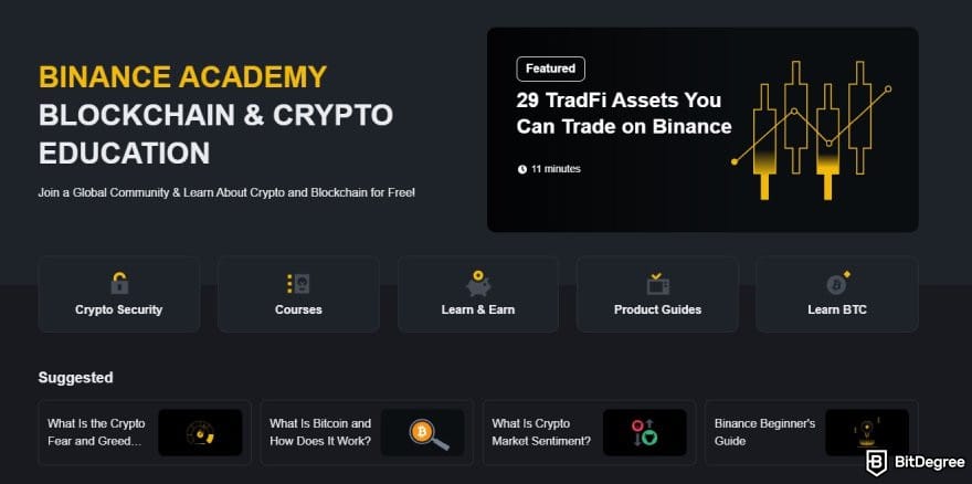 Binance vs Crypto.com: Binance Academy landing page. Binance vs Crypto.com: Binance Academy landing page.