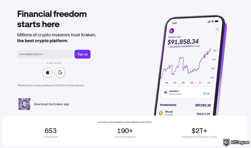 Binance vs Kraken: Kraken homepage. Binance vs Kraken: Kraken homepage.