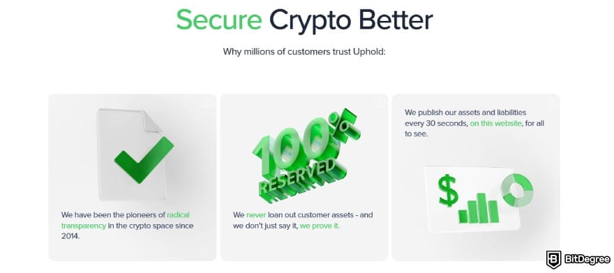 Binance vs Uphold: security features on Uphold.