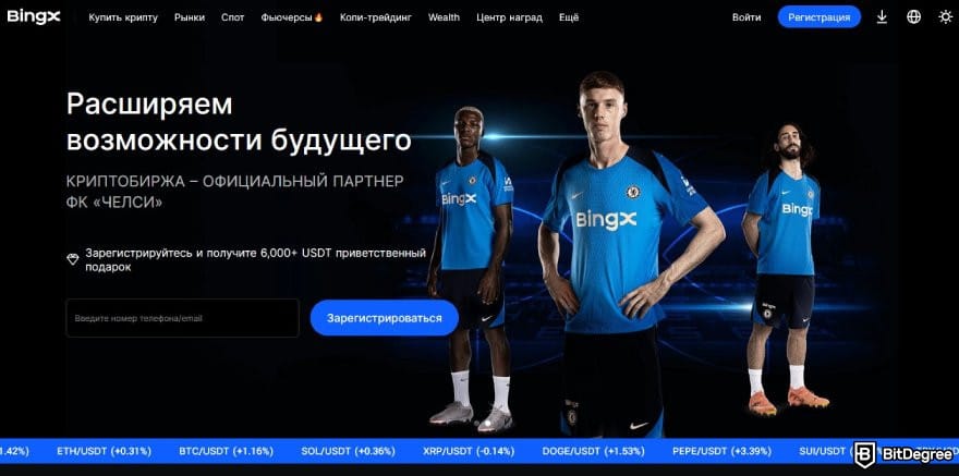 BingX отзывы: главная страница официального сайта.