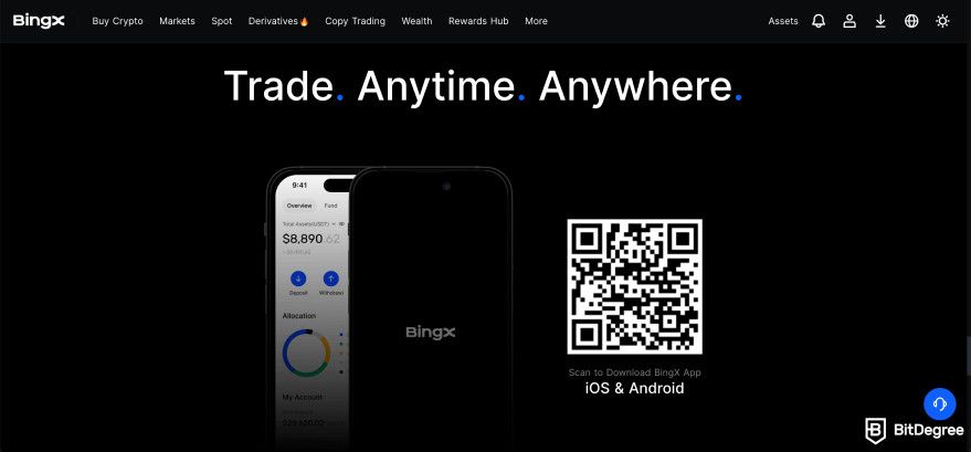 BingX review: BingX mobile app.