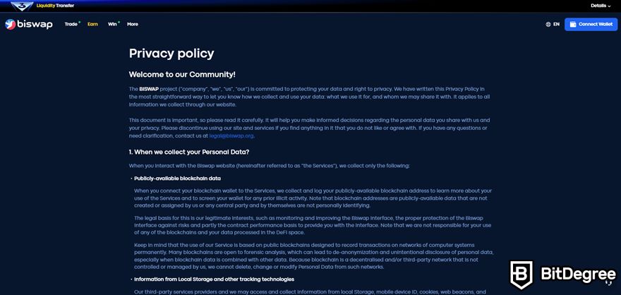 Biswap review: privacy policy.