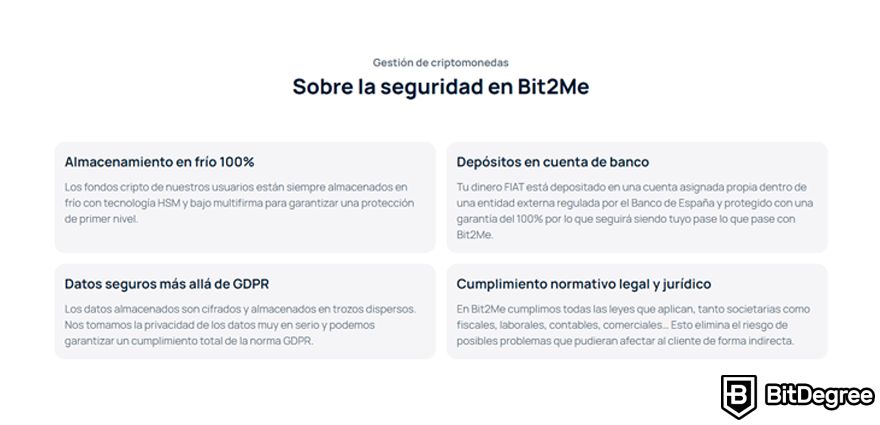 Bit2Me Opiniones: Medidas de Seguridad.