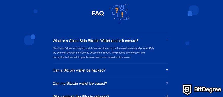 Bitamp review: FAQ page.