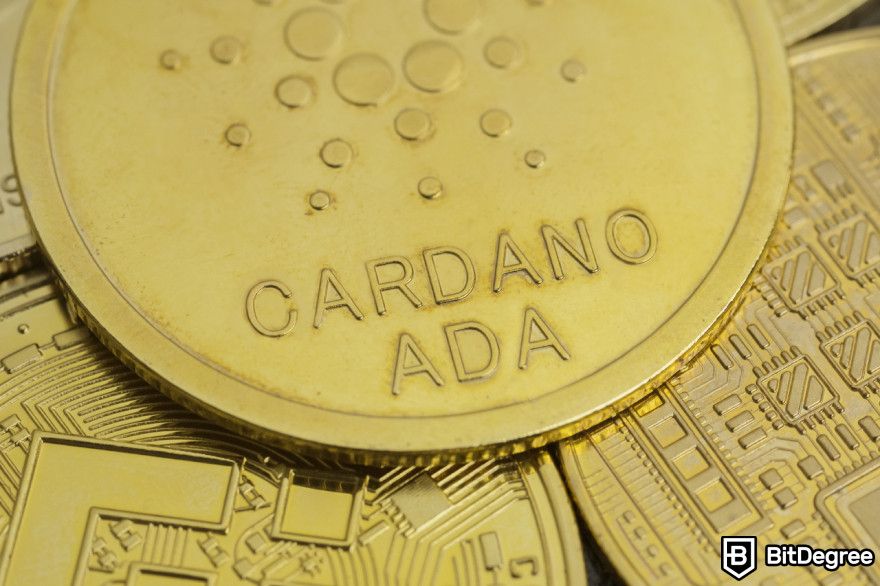 Bitcoin staking: Cardano (ADA) gold coins.