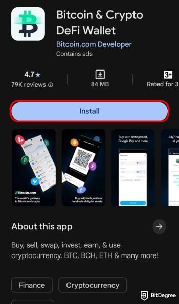 Bitcoin.com review: install the app.