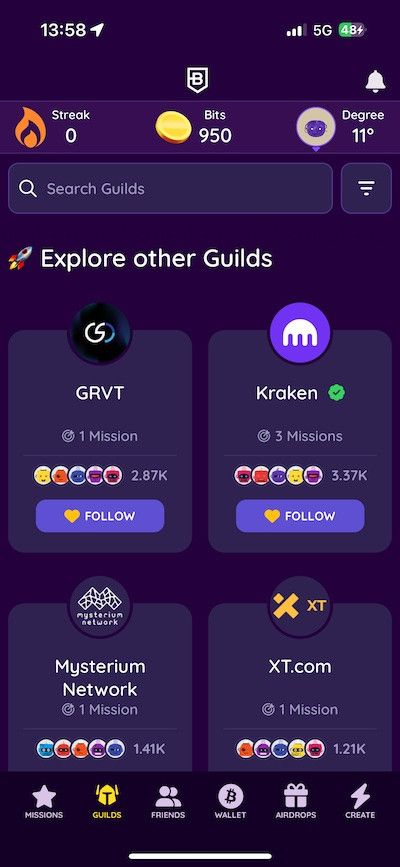 BitDegree App Guilds.