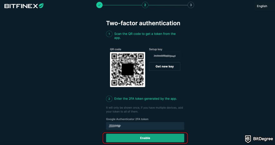 Bitfinex review: add Bitfinex to your authenticator app.