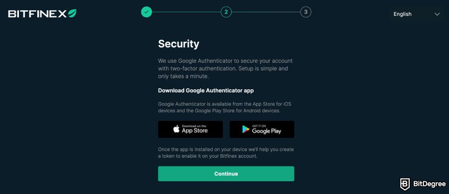 Bitfinex review: download an authenticator app.