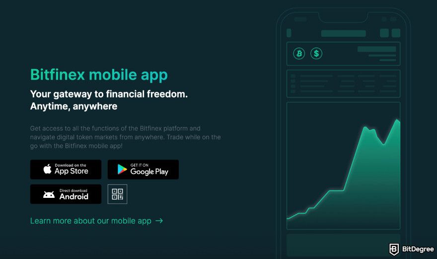Bitfinex review: Bitfinex's mobile app.