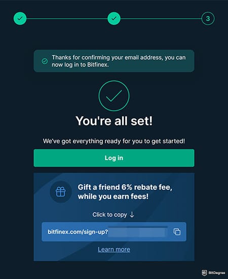 Bitfinex review: log into your account.