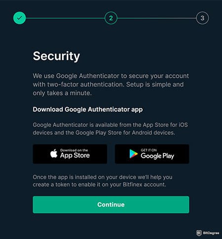 Bitfinex review: download an authenticator app.