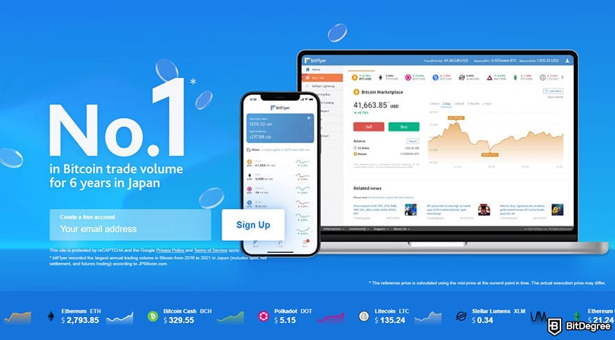 bitFlyer review summary: bitFlyer's homepage.