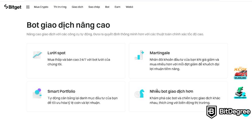 Sàn Bitget là gì: Bot giao dịch.