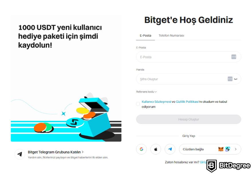 Bitget Güvenilir Mi: Kayıt Penceresi