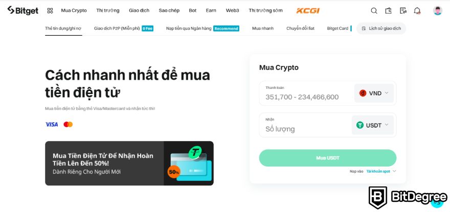 Sàn Bitget là gì: Mua tiền điện tử bằng thẻ tín dụng.
