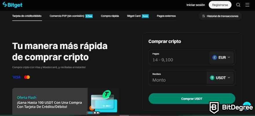 Bitget opiniones: comprar cripto con dinero fiduciario.