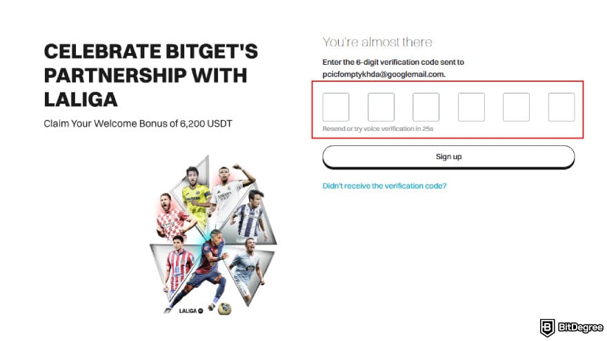 Bitget referral code: insert verification code.