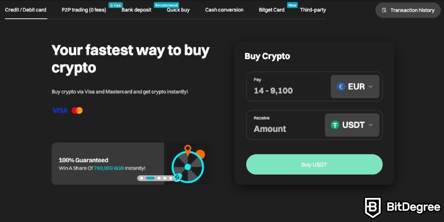 Bitget review: buy crypto with fiat.