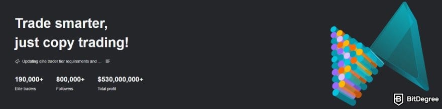 Bitget review: the banner on the Bitget's copy trading page.