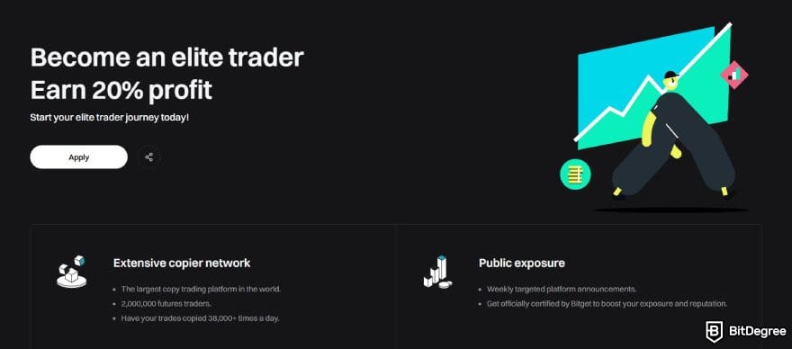Bitget review: the landing page for elite trader on Bitget.