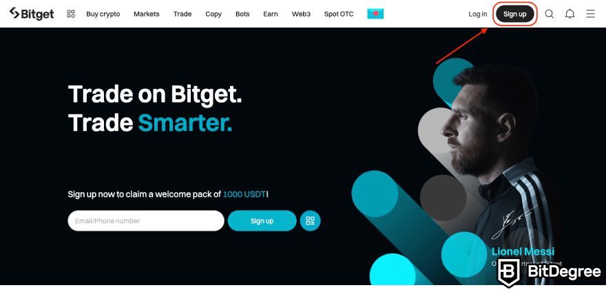 Bitget review: sign up.