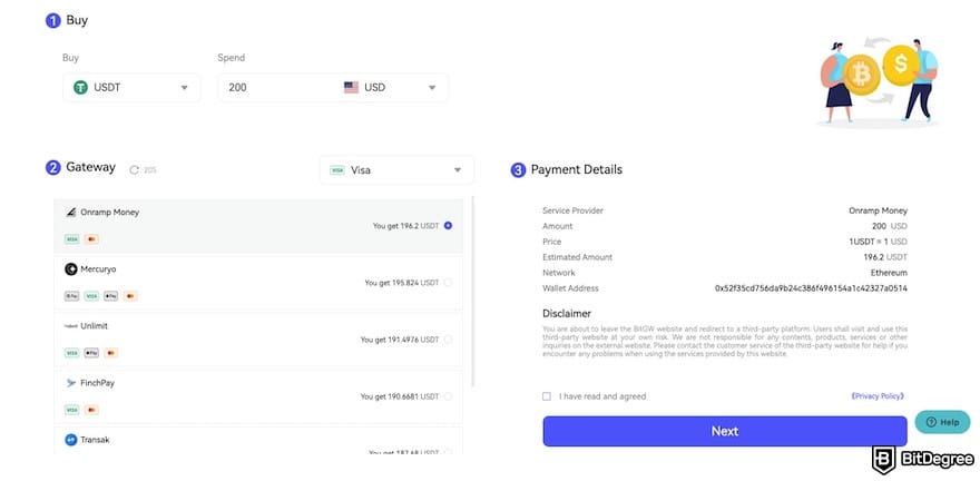 BitGW review: BitGW's fiat deposit payment page. BitGW review: BitGW's fiat deposit payment page.