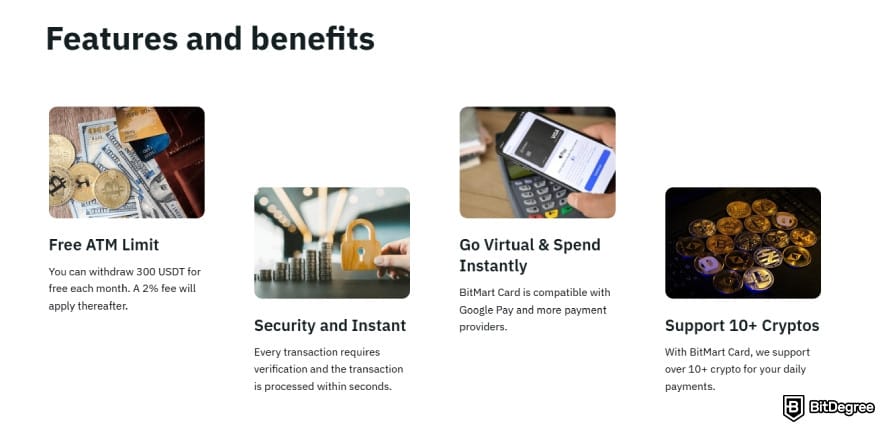 BitMart Card review: feature section of the BitMart Card.