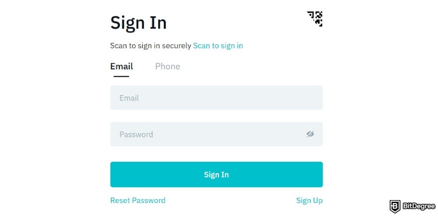 BitMart Card review: sign in to your account.