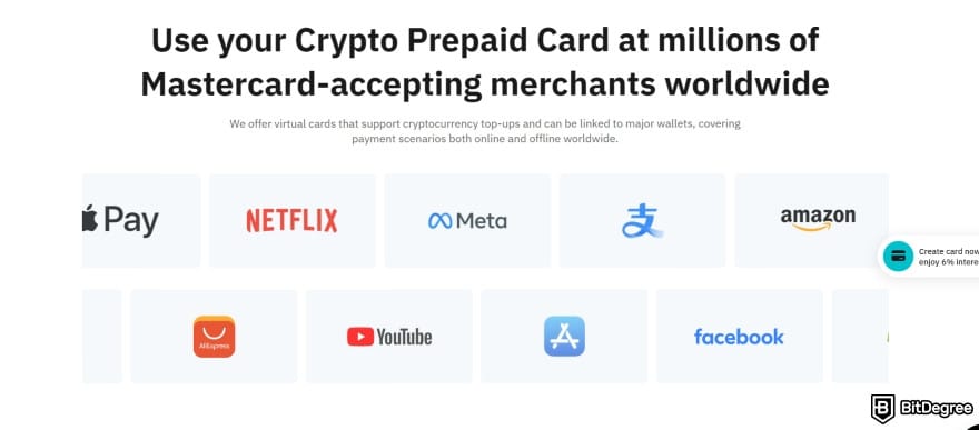 BitMart Card review: promotional banner showing popular brands where the crypto card can be used.