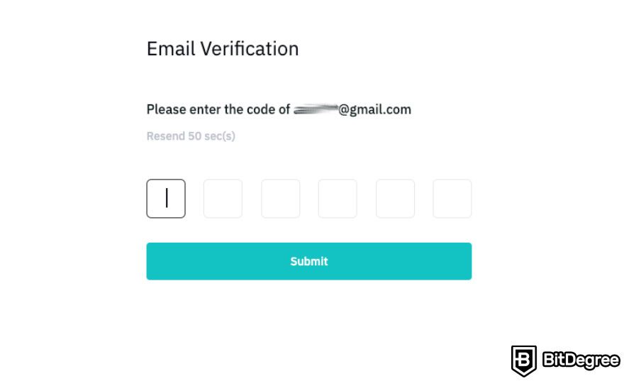 BitMart exchange review: email verification.