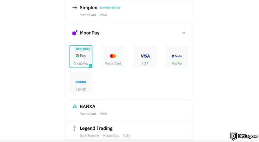 BitMart exchange review: payment options.