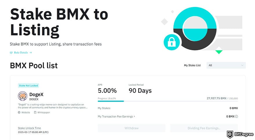 BitMart exchange review: stake BMX to listing.