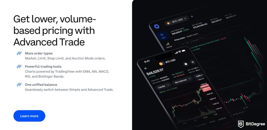BitMart fees: Coinbase homepage Advanced Trade.
