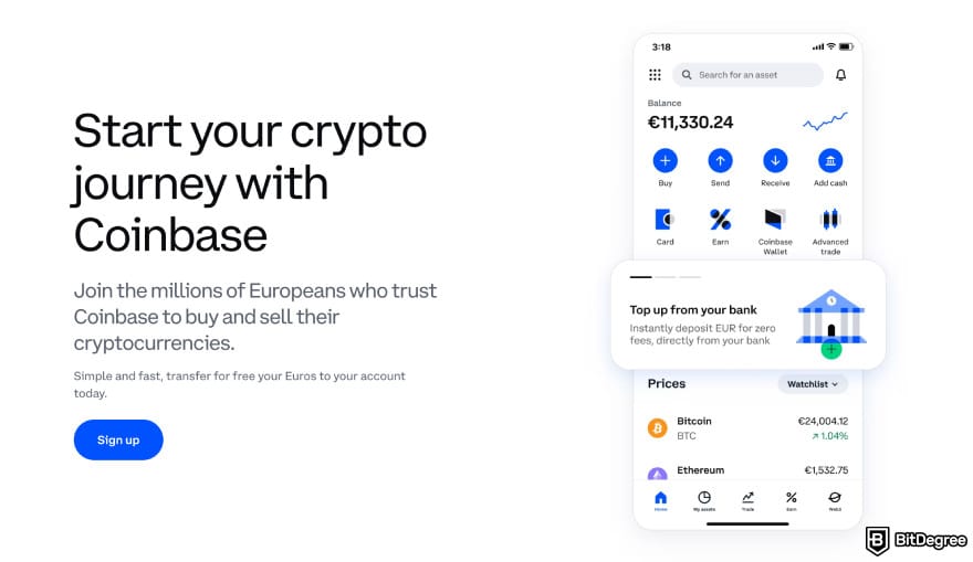 BitMart fees: Coinbase homepage.
