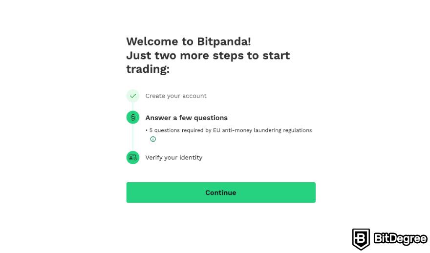 Bitpanda review: answering questions and verifying identity.