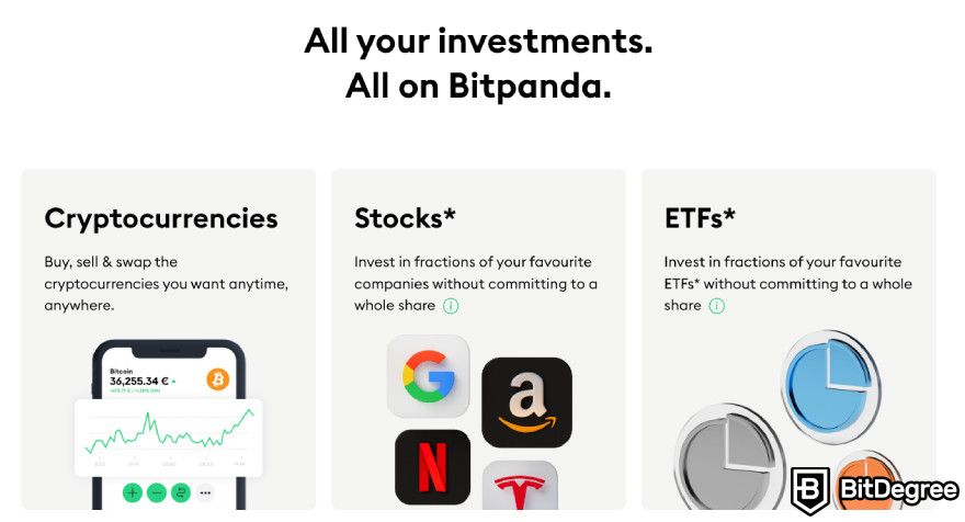 Bitpanda review: supported assets.