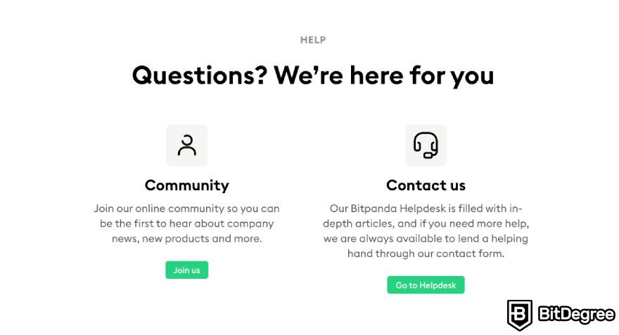 Bitpanda review: customer support.