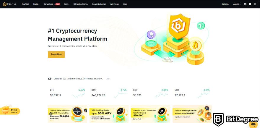 Bitrue review: homepage.