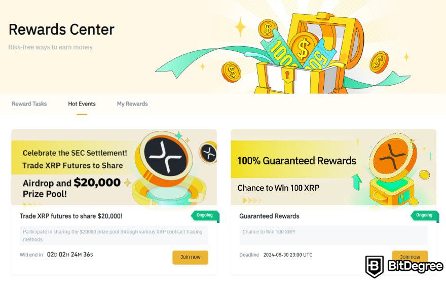 Bitrue review: rewards center.