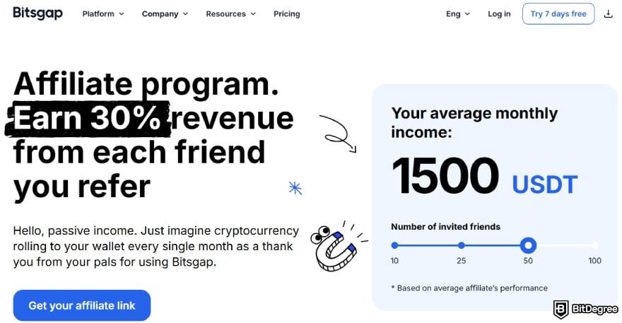 Bitsgap review: Affiliate program.