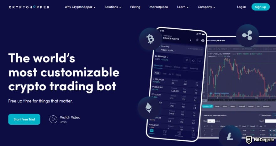 Bitsgap review: Cryptohopper website.