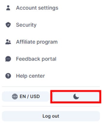 Bitsgap review: night mode button on Bitsgap.