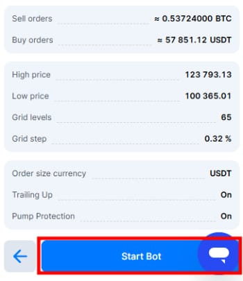 Bitsgap review: [Start Bot] button on Bitsgap dashboard.
