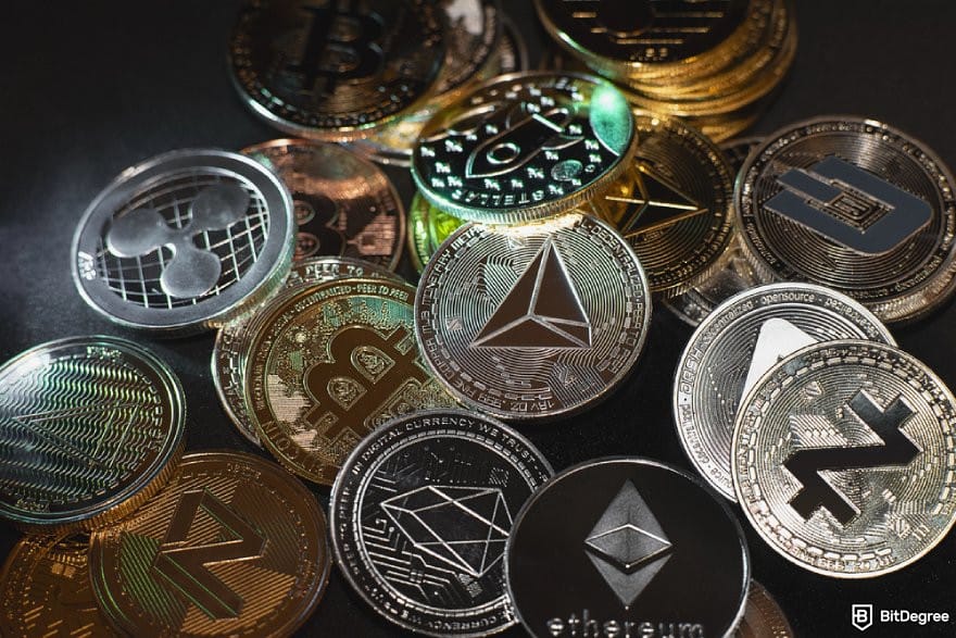 Bitsler review: a pile of various crypto coins. Bitsler review: a pile of various crypto coins.