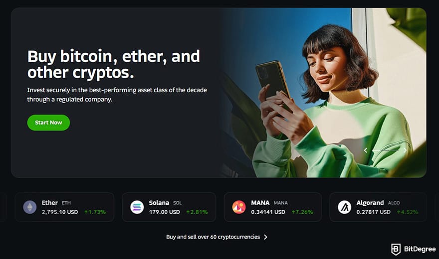 Bitso review summary: Bitso's homepage.