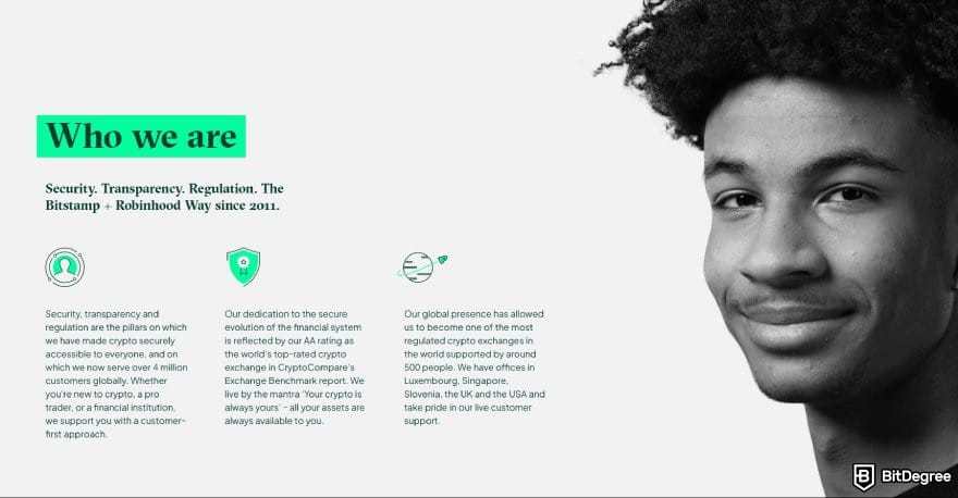 Bitstamp review: Bitstamp's about us page.