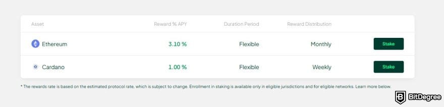 Bitstamp review: the staking details on Bitstamp.