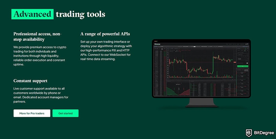 Bitstamp review summary: advanced trading tools.