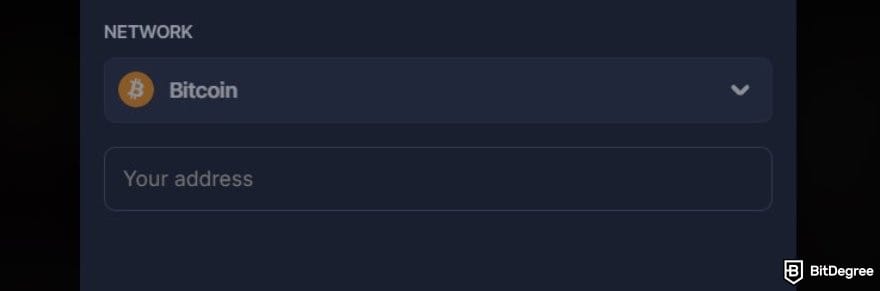 BitStarz review: the cashout network and address fields on BitStarz. BitStarz review: the cashout network and address fields on BitStarz.